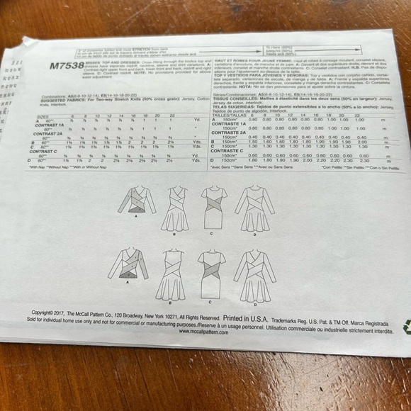 McCall's M7538 6 to 14- Pattern Misses' Crossover-Band Top and Dresses - uncut - Picture 7 of 7